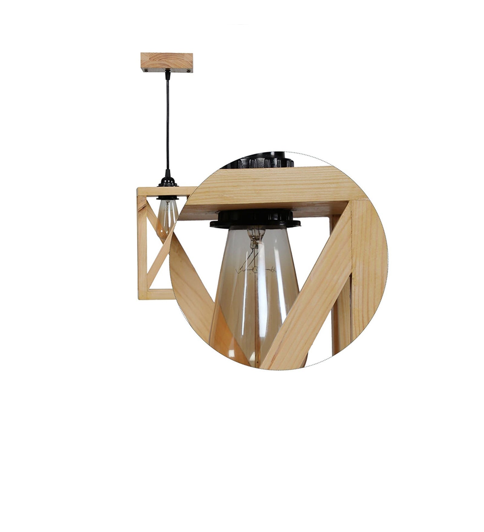 Symmetric Beige Wooden Single Hanging Lamp (BULB NOT INCLUDED)