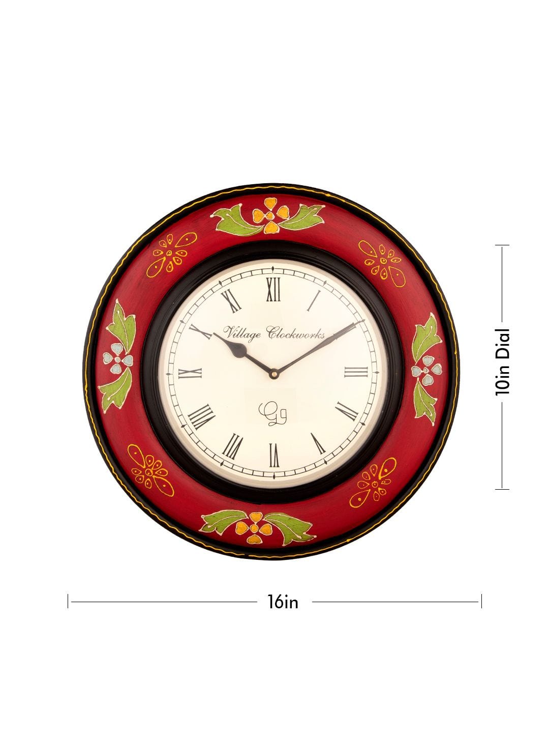 Round Wooden Handpainted 16 Inches Wall Clock