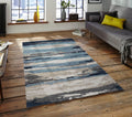 Blue Wool & Viscose Abstract 4x6 Feet  Hand-Tufted Carpet - Rug