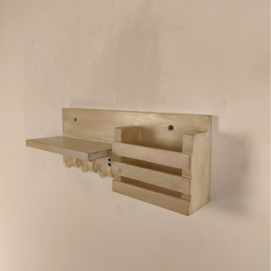 TULIP Wooden Wall Shelf Organiser with Key Holders