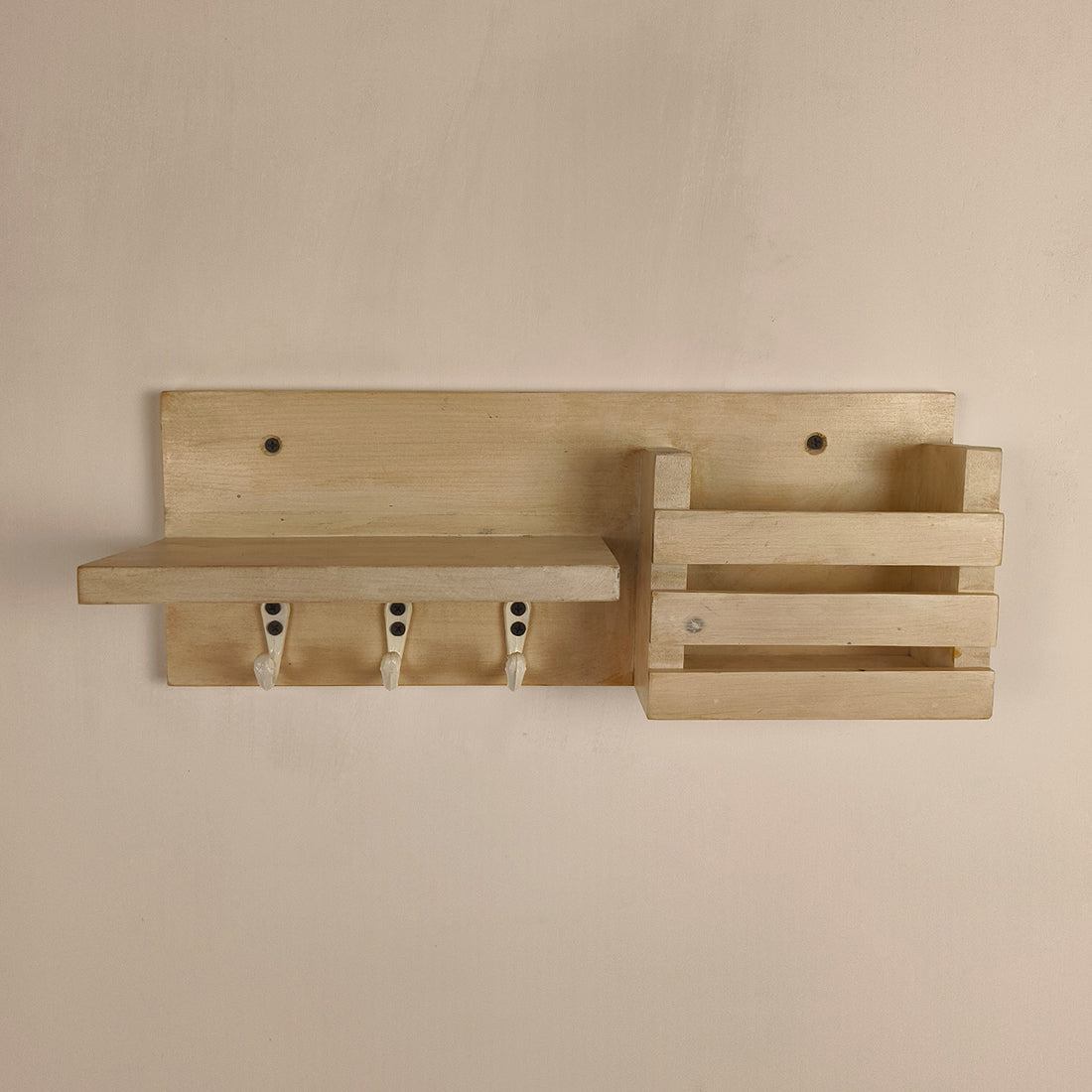 TULIP Wooden Wall Shelf Organiser with Key Holders