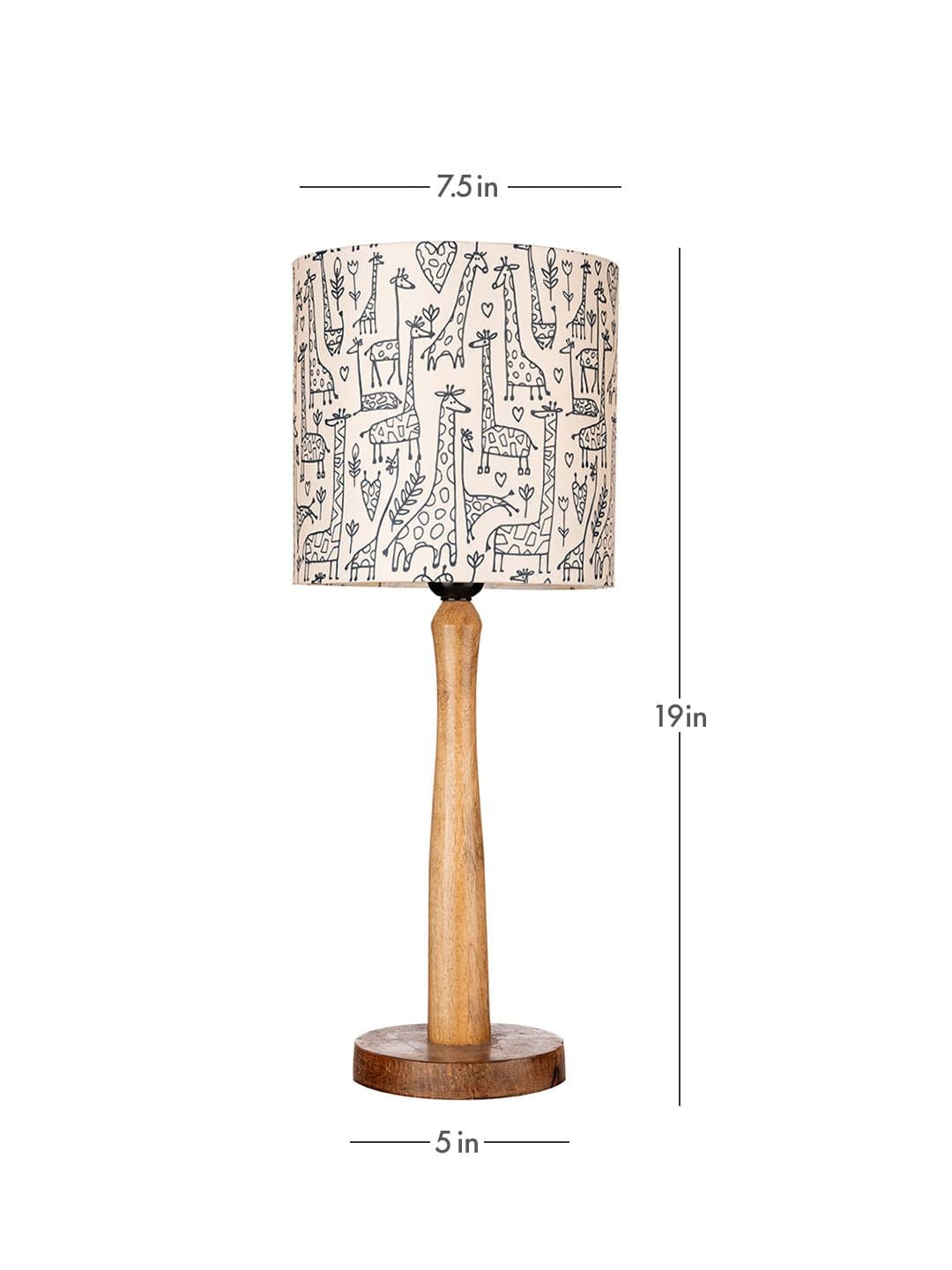 Wooden Brown Table Lamp with Animal Print Shade