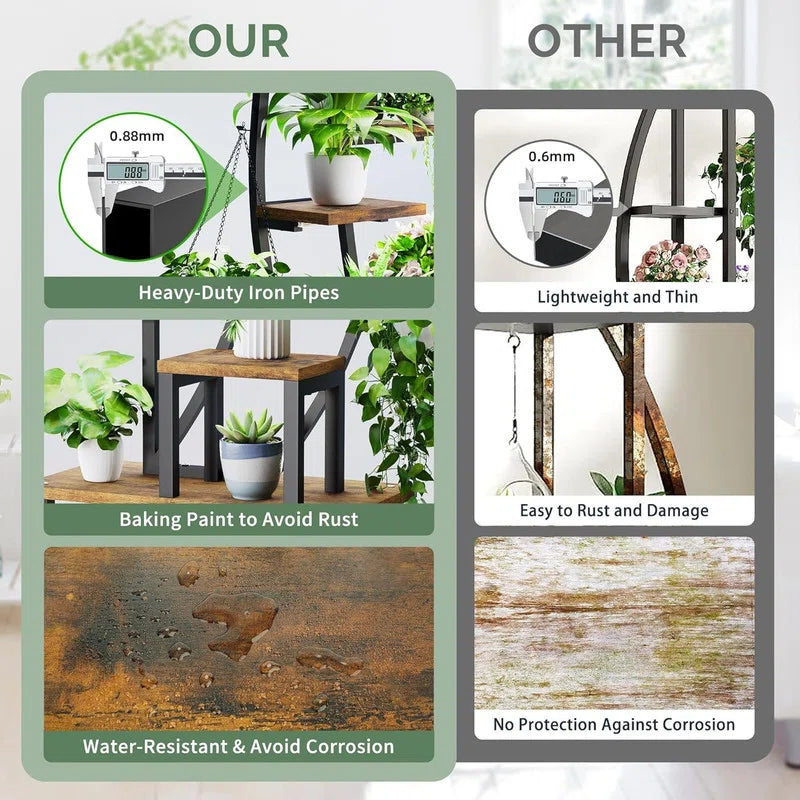 9-Tier Indoor Plant Stand with Grow Lights | Multi-Layer Metal & Wood Shelf Rack for Home Gardening