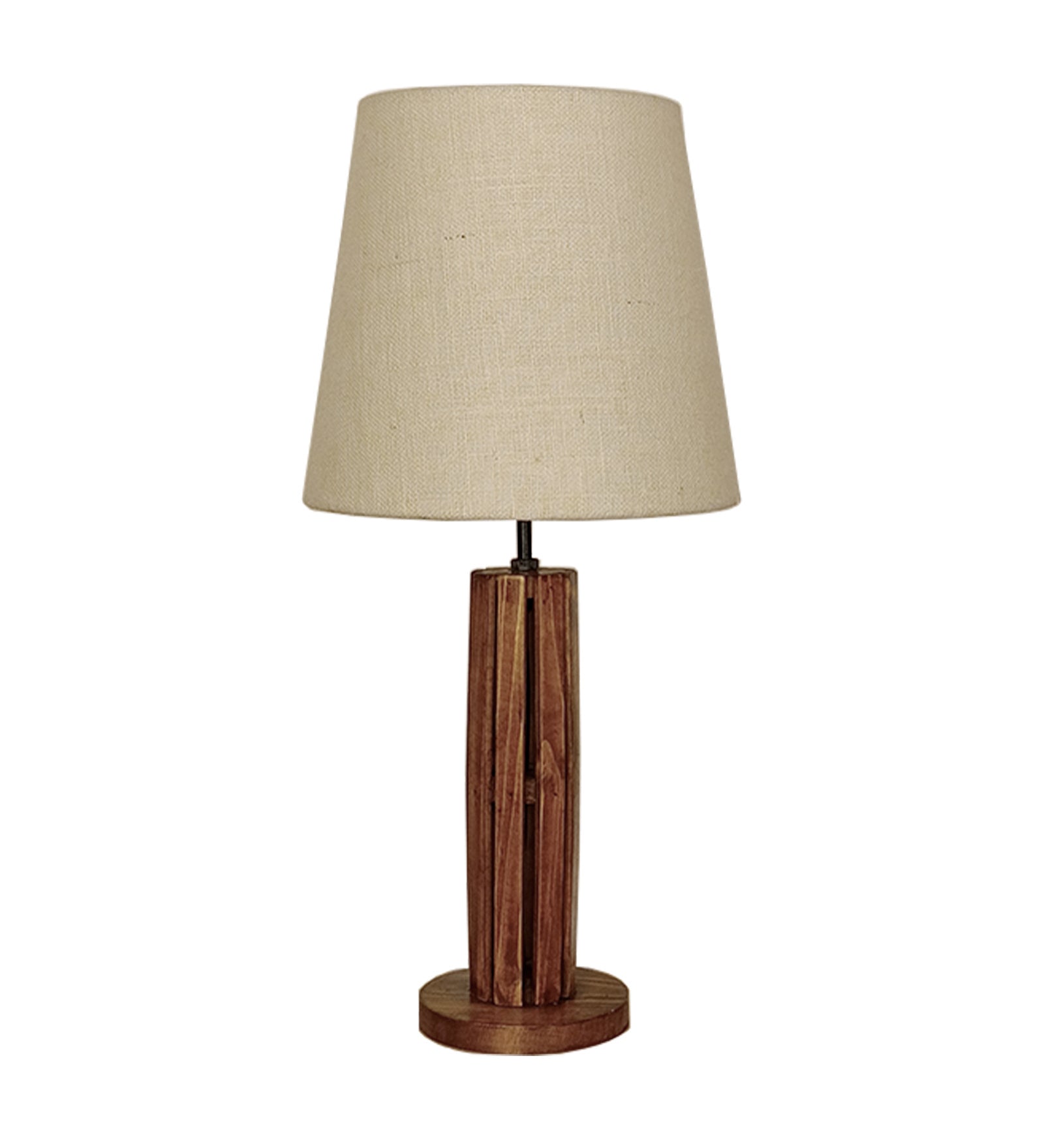 TallBoy Wooden Table Lamp with Brown Base and Premium White Fabric Lampshade (BULB NOT INCLUDED)