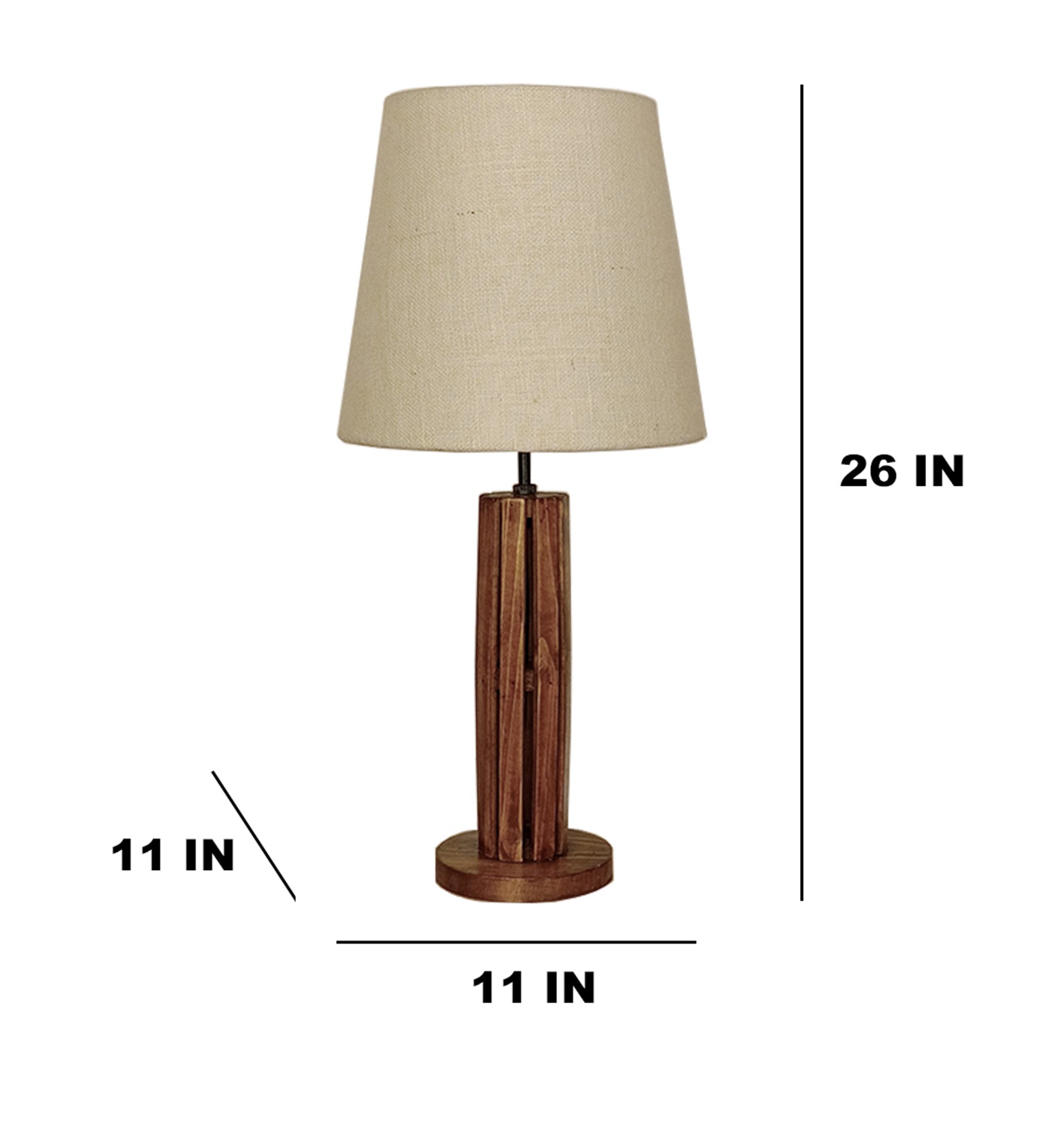 TallBoy Wooden Table Lamp with Brown Base and Premium White Fabric Lampshade (BULB NOT INCLUDED)