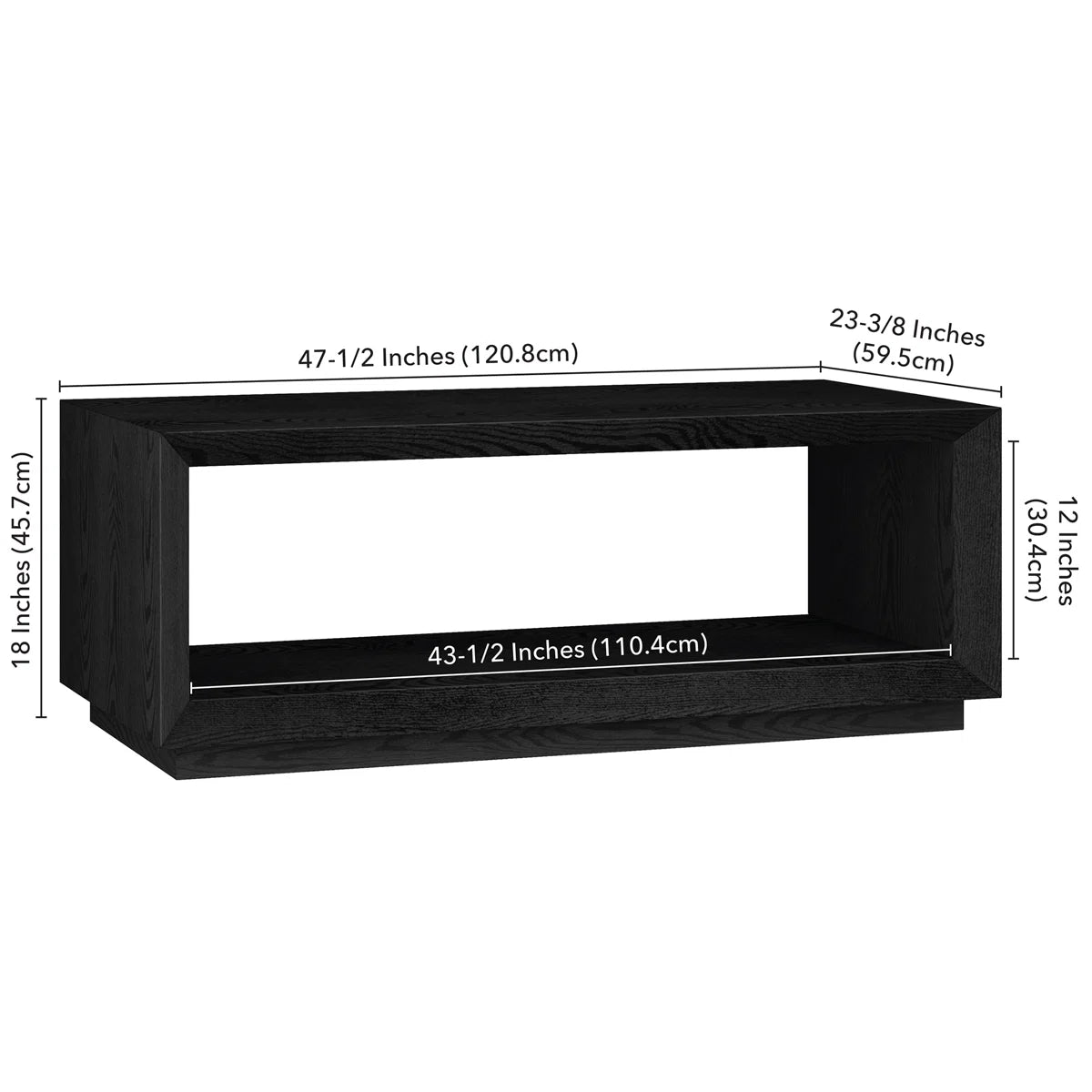 Modern Rectangular Coffee Table| Wood-Grain Finish Center Table with Plinth Base