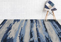 Navy Wool & Viscose Abstract 5x8 Feet  Hand-Tufted Carpet - Rug