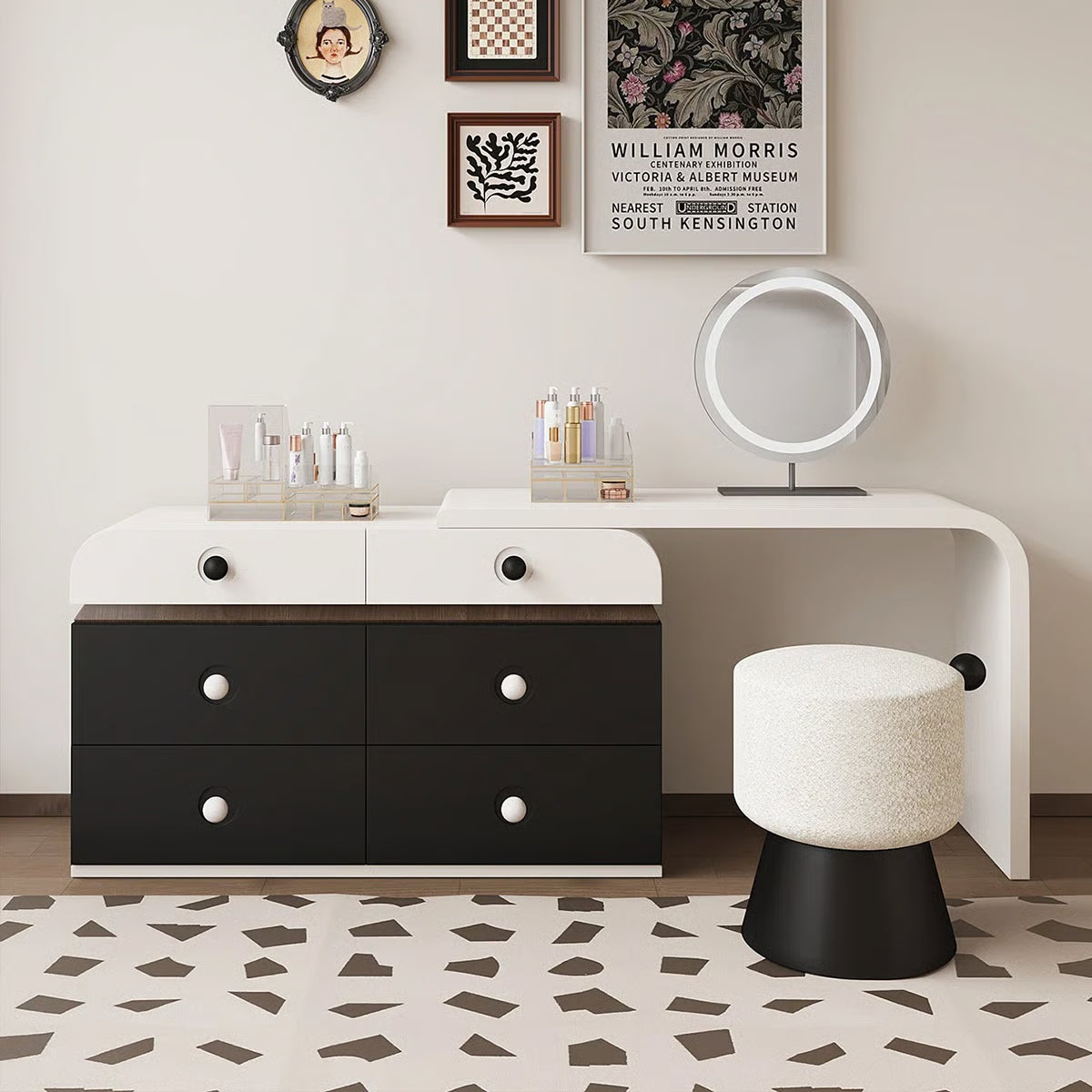Tegh Vanity – Modern Makeup Desk with LED Mirror, Storage Drawers & Sleek Design-OUCH CART | Dressing table