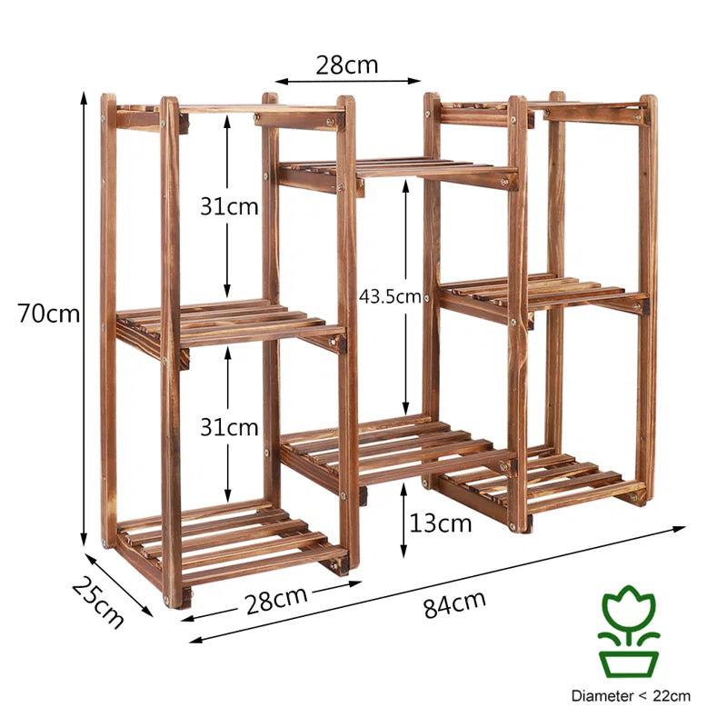 8-Tier Wooden Plant Stand | Multi-Level Indoor Plant Shelf | Rectangular Pedestal Display Rack