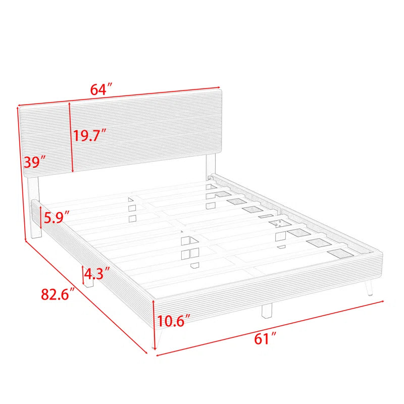 Tirso Queen Size Upholstered Platform Bed with Headboard