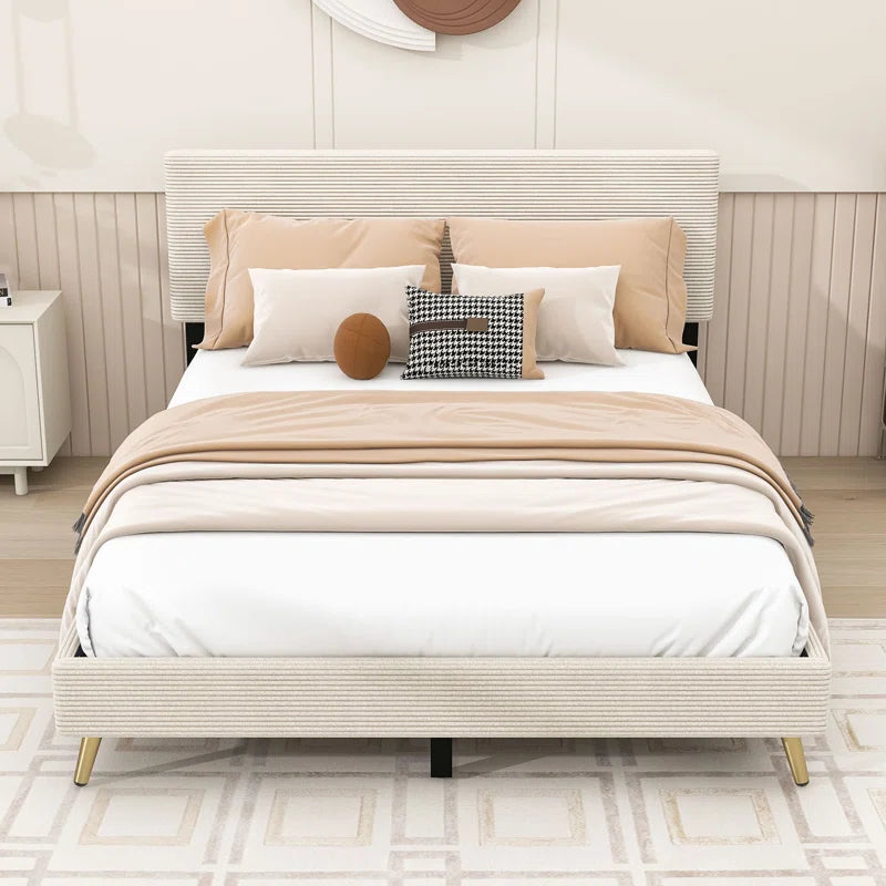 Tirso Queen Size Upholstered Platform Bed with Headboard
