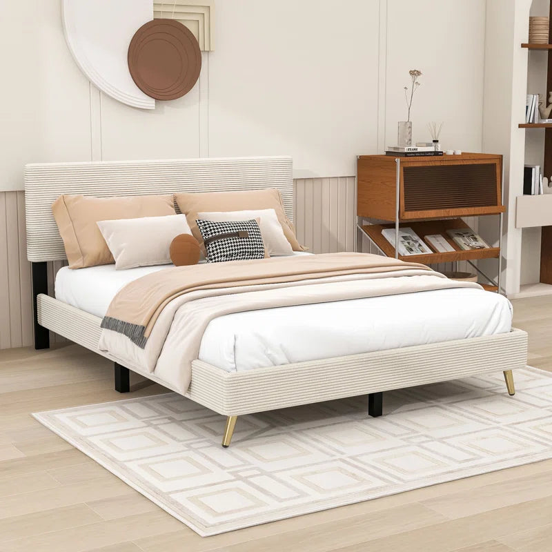 Tirso Queen Size Upholstered Platform Bed with Headboard
