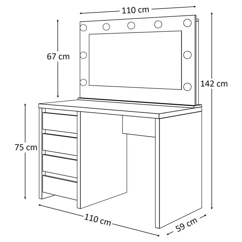 Alberto Dressing Table with Mirror - Ouch Cart 