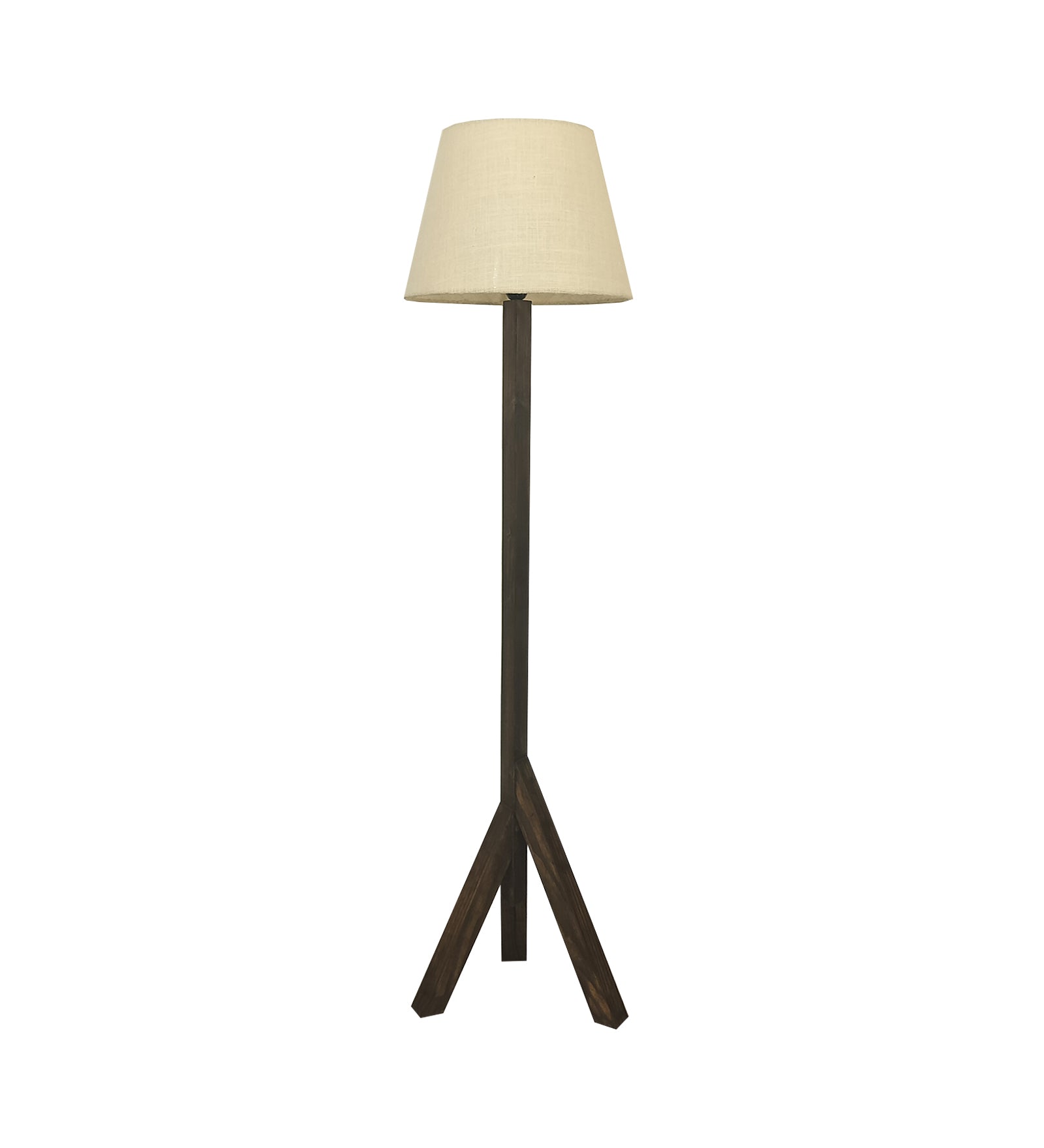 Trinca Wooden Floor Lamp with Brown Base and Jute Fabric Lampshade (BULB NOT INCLUDED)