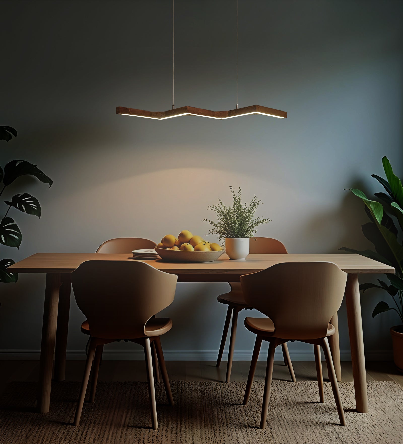 Twist 36 Brown Wooden LED Hanging Lamp