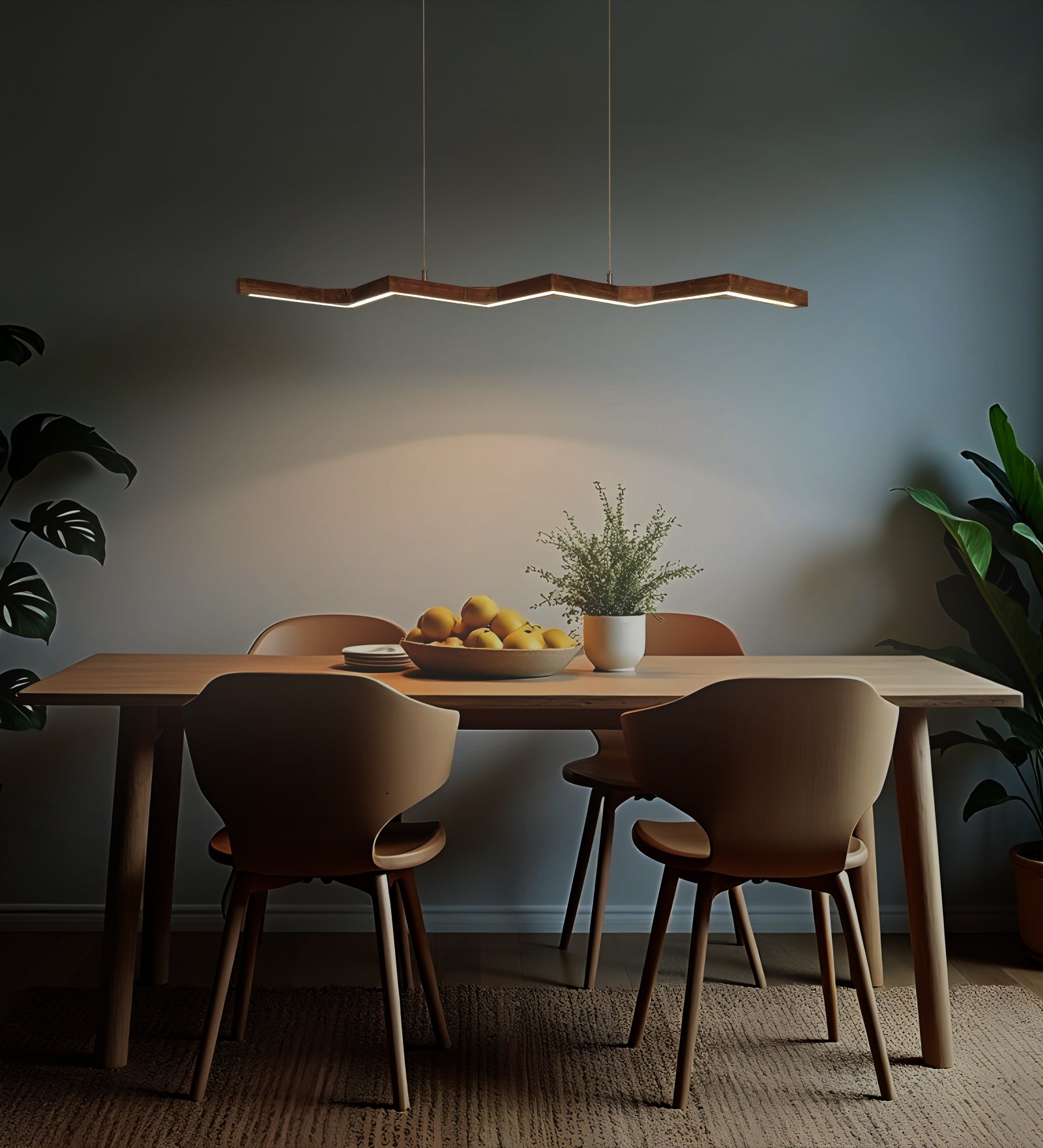 Twist 48 Brown Wooden LED Hanging Lamp