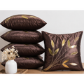 Gorgeous Brown Silk Cushion Covers – Elegant Leaf Embroidery