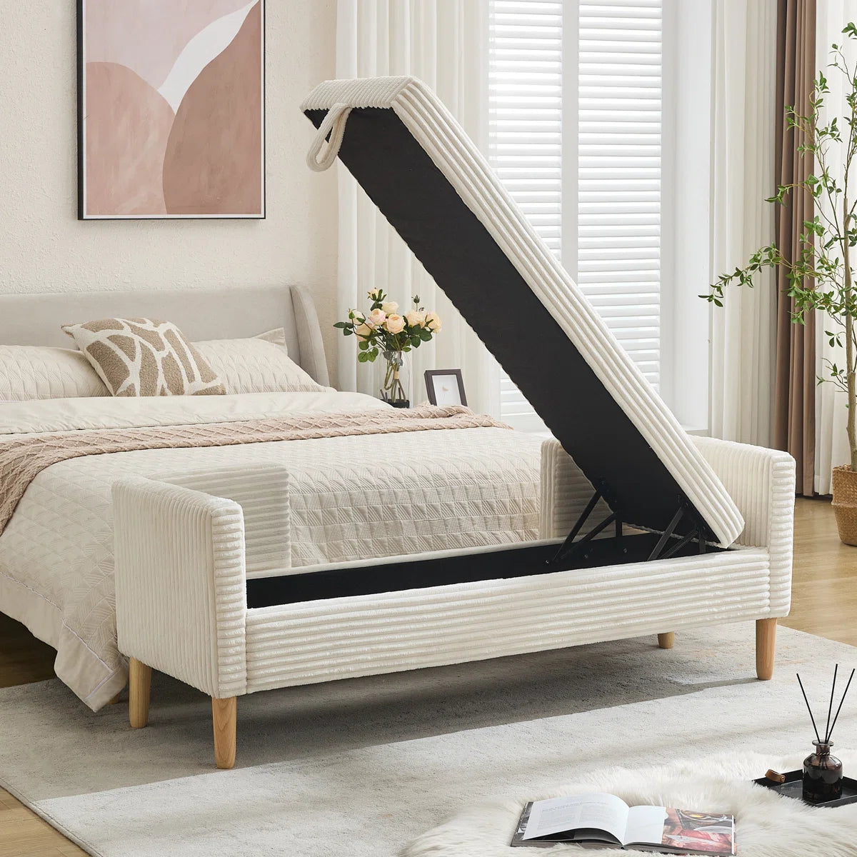 Upholstered Flip Top Storage Bench