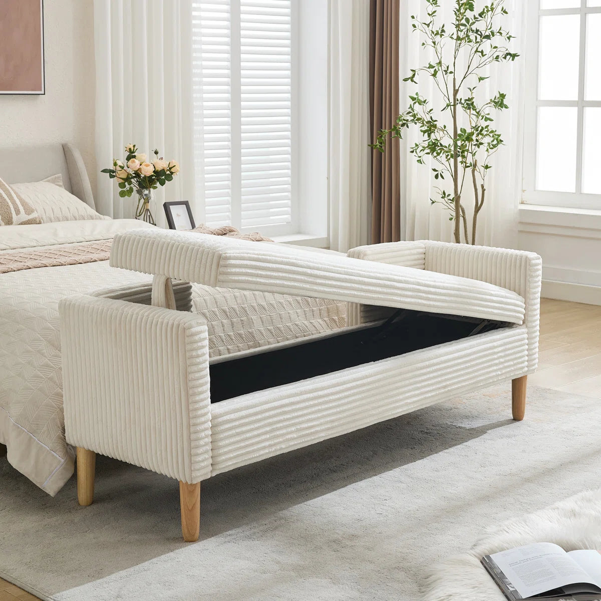 Upholstered Flip Top Storage Bench