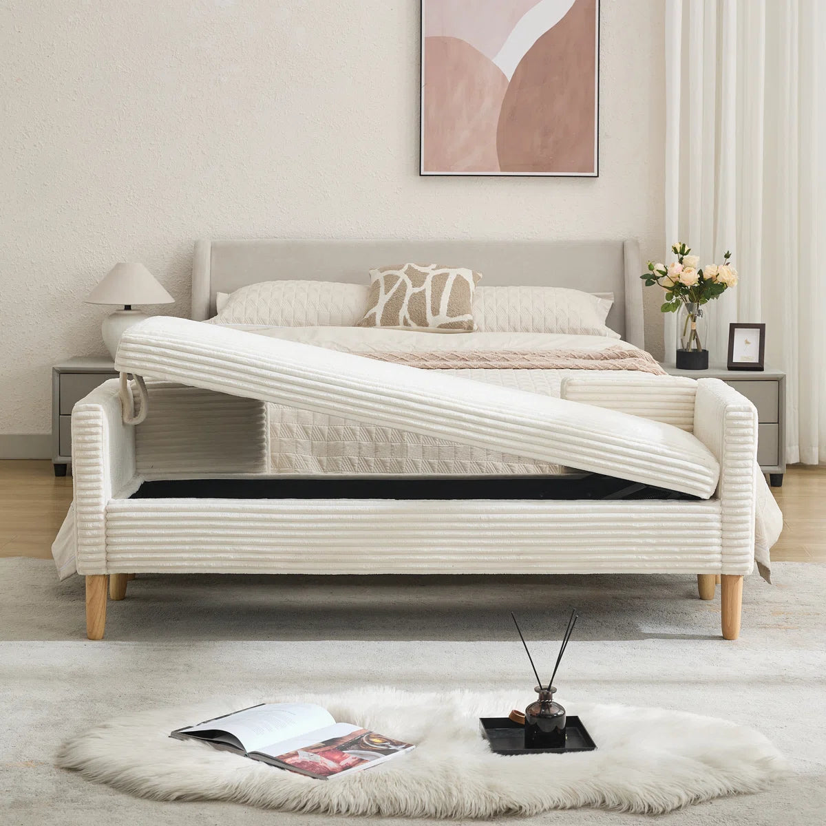 Upholstered Flip Top Storage Bench