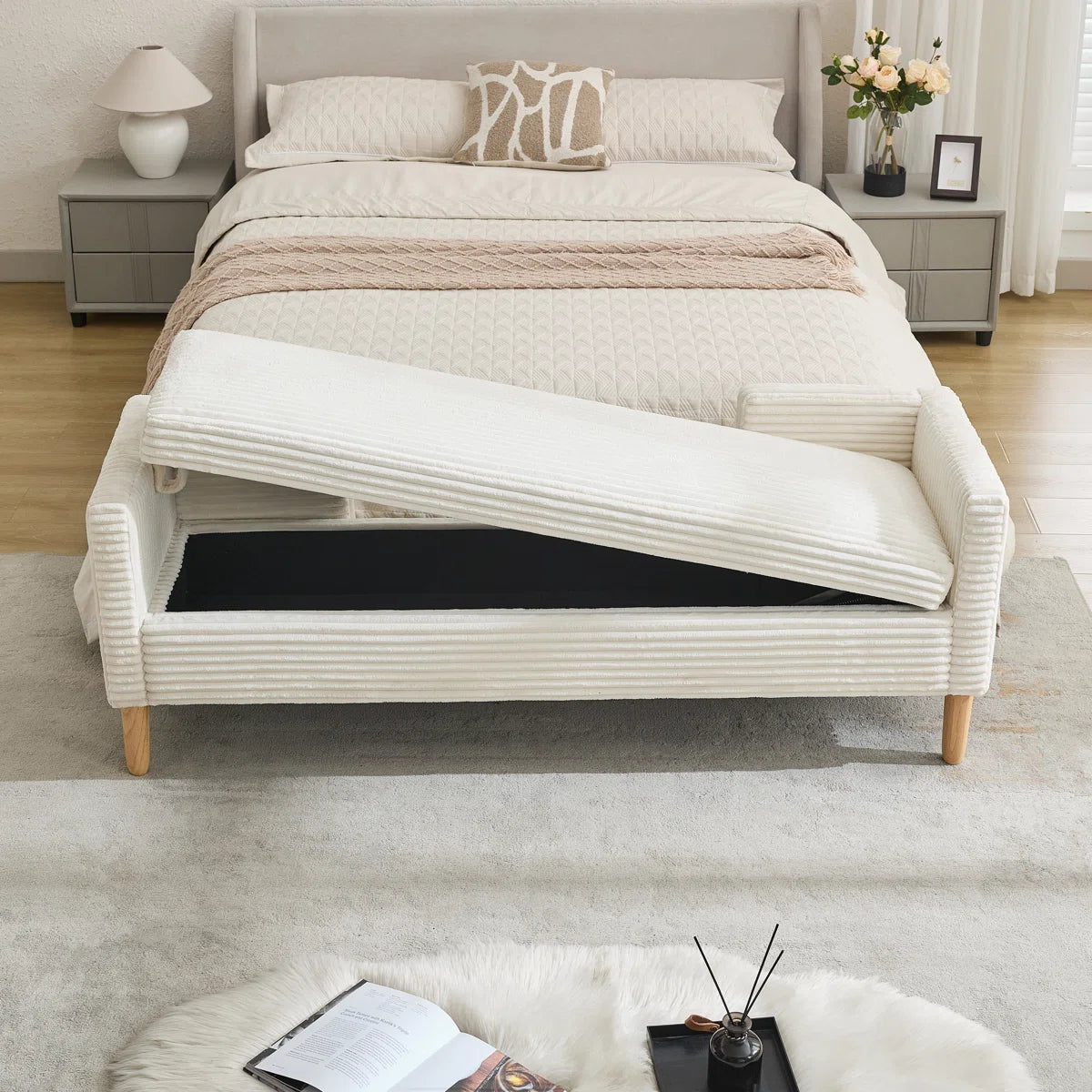 Upholstered Flip Top Storage Bench