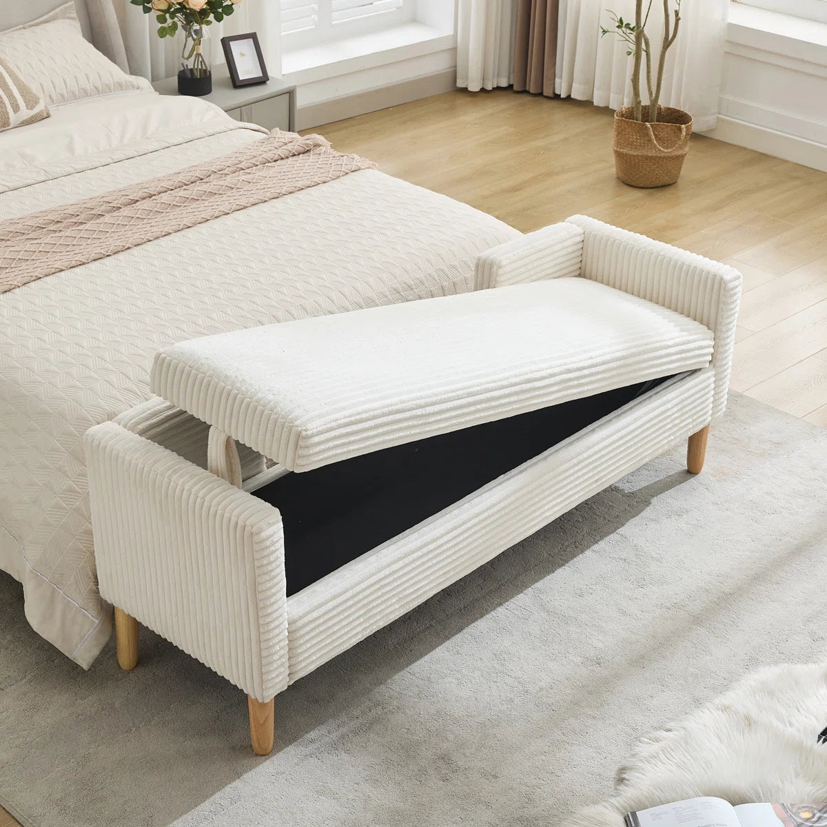 Upholstered Flip Top Storage Bench