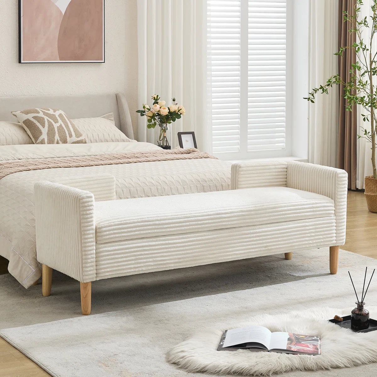 Upholstered Flip Top Storage Bench