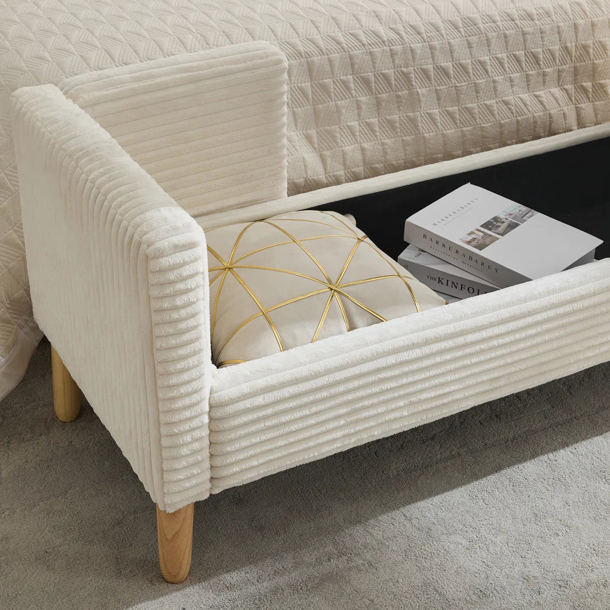 Upholstered Flip Top Storage Bench