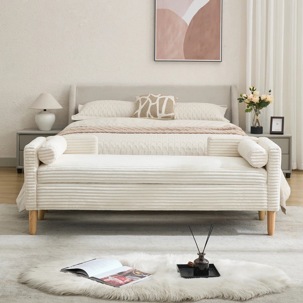 Upholstered Flip Top Storage Bench