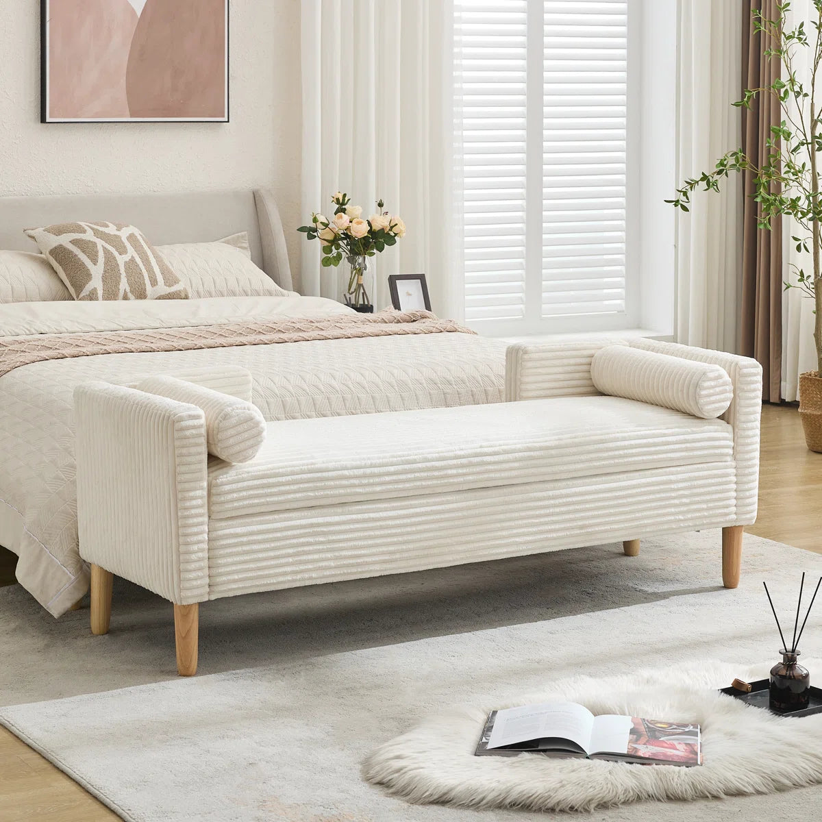 Upholstered Flip Top Storage Bench