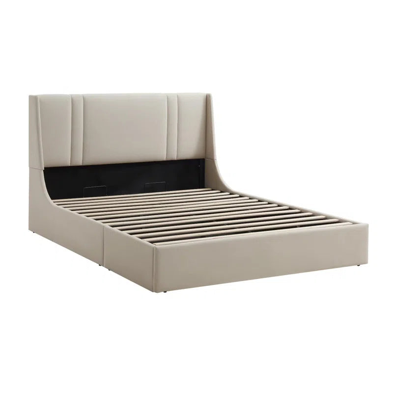 Upholstered Gas Lift Storage Bed Frame, Wingback Design, Spacious Under-Bed Storage, Sturdy Metal Frame, Easy Assembly, Ideal for Modern Bedrooms