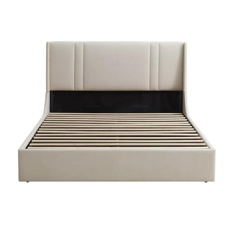 Upholstered Gas Lift Storage Bed Frame, Wingback Design, Spacious Under-Bed Storage, Sturdy Metal Frame, Easy Assembly, Ideal for Modern Bedrooms