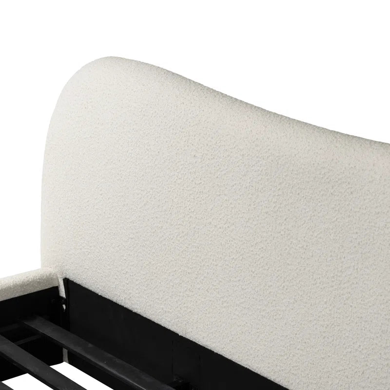 Upholstered Oliver Bed with Curved Headboard, Performance fabric, Heshimu