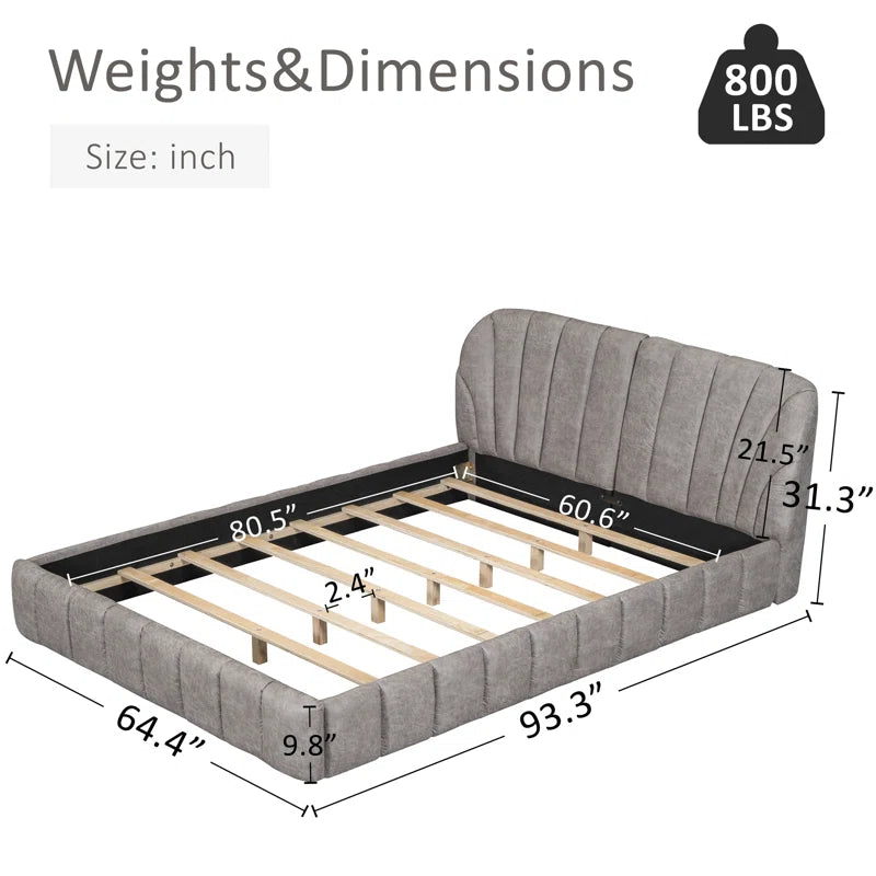 Upholstered Platform Bed With Thick Fabric