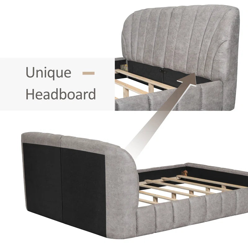 Upholstered Platform Bed With Thick Fabric