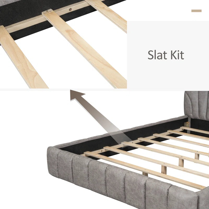 Upholstered Platform Bed With Thick Fabric