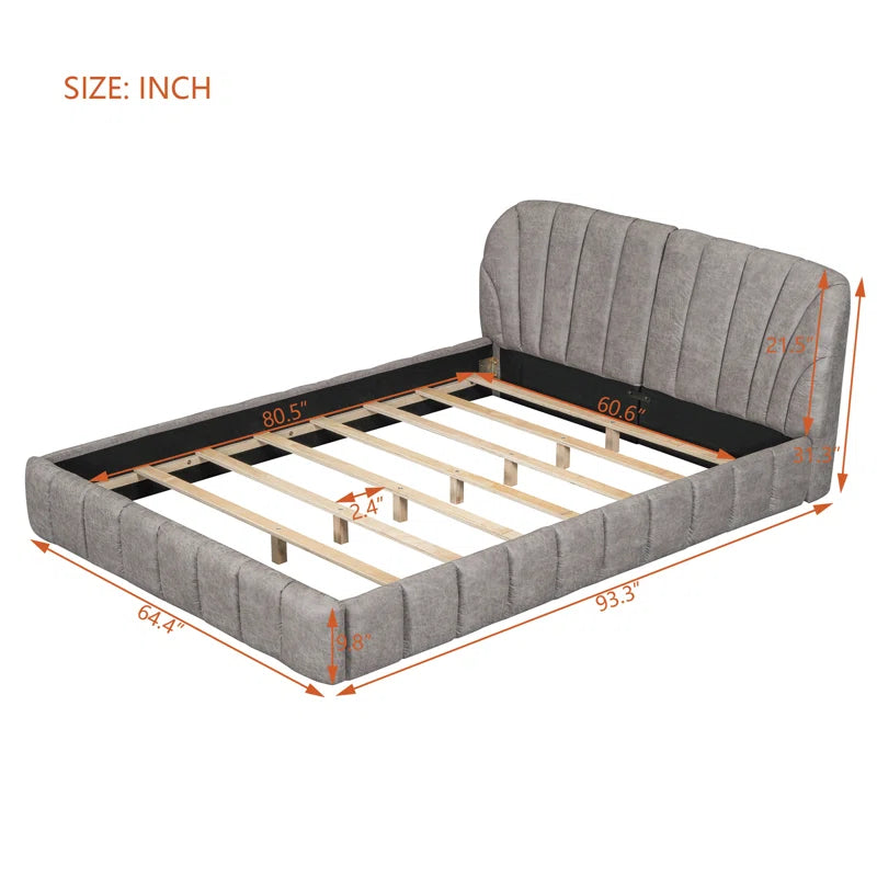 Upholstered Platform Bed with Thick Fabric