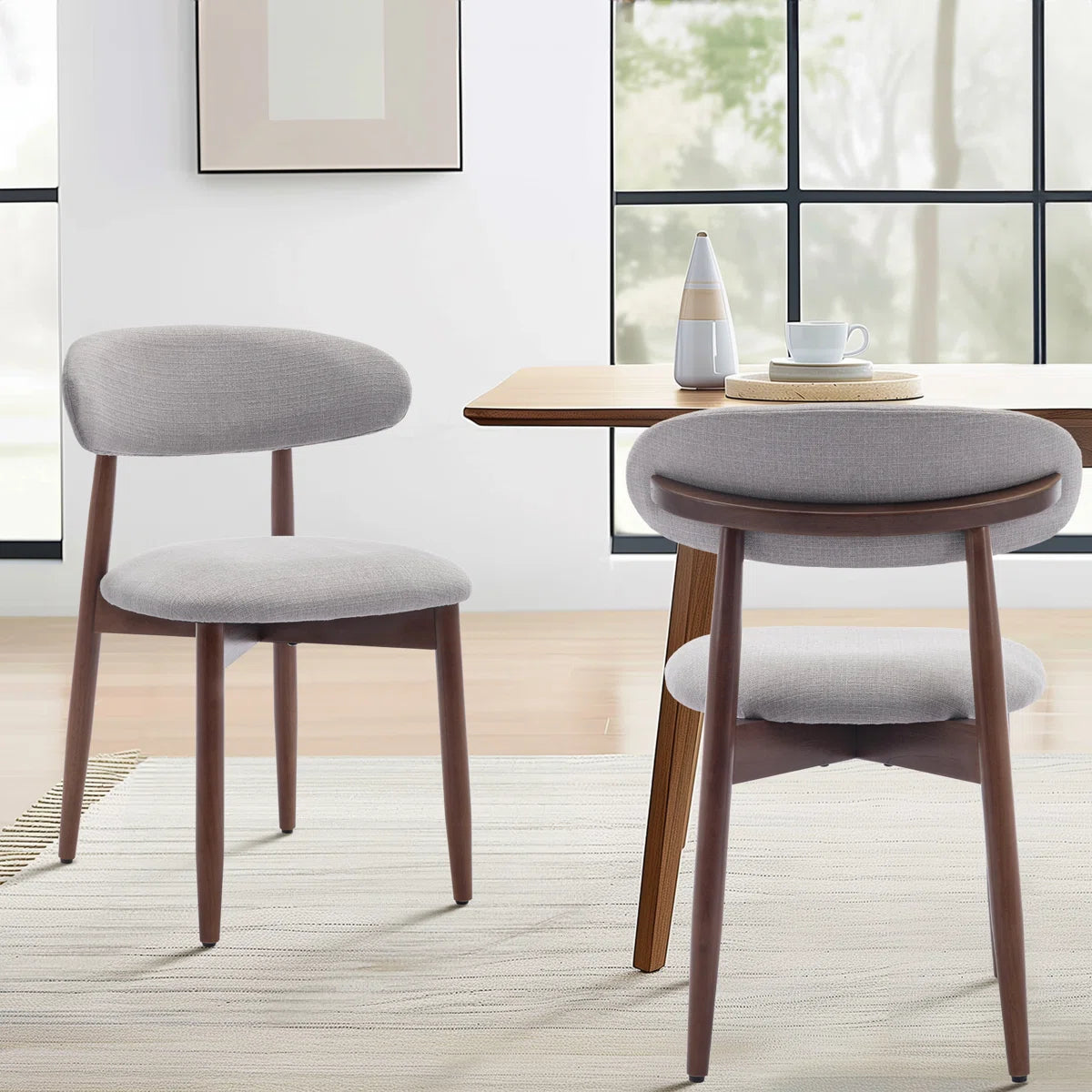 Modern Upholstered Side Chairs with Solid Wood Frame (Set of 2)