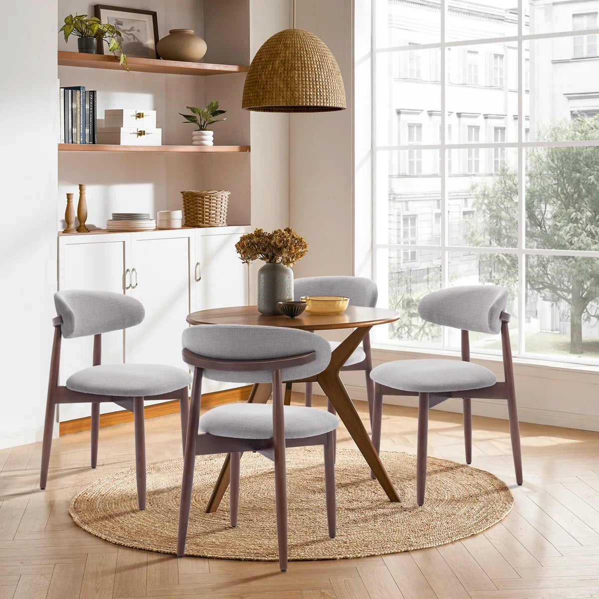 Modern Upholstered Side Chairs with Solid Wood Frame (Set of 2)