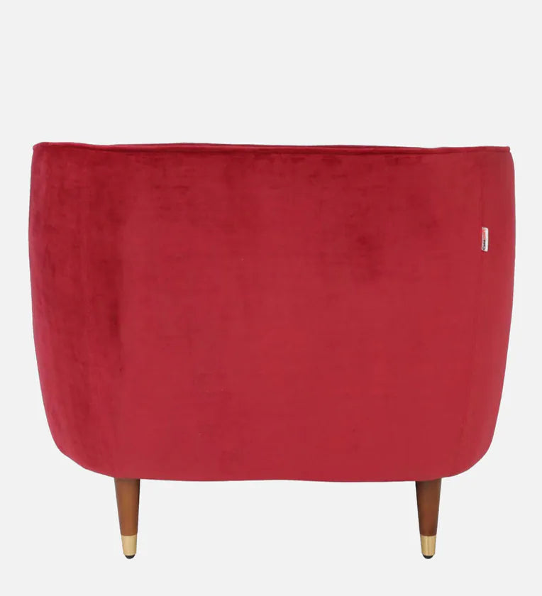 Velvet 1 Seater Sofa In Red Colour