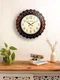 Round Wooden Carving 18 Inches Wall Clock