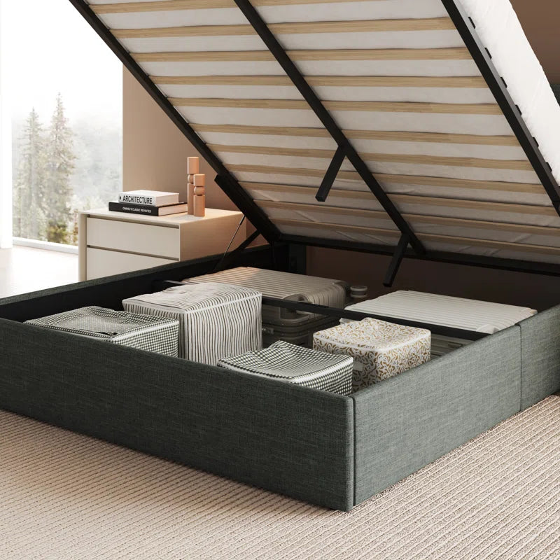 Valire Upholstered Wingback Storage Bed