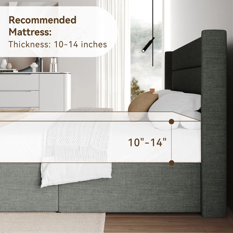 Valire Upholstered Wingback Storage Bed