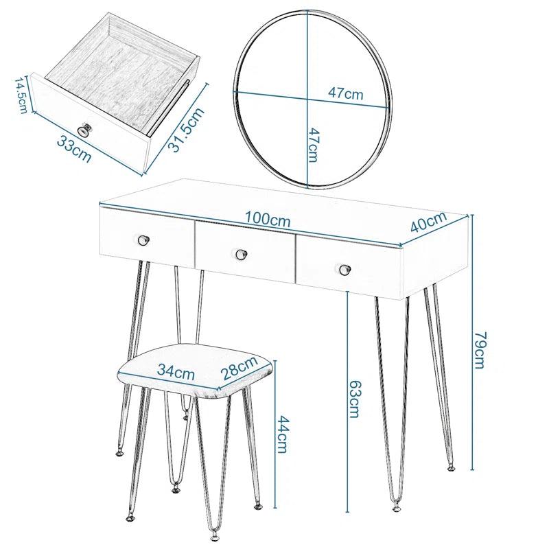 Emil Dressing Table with Mirror - Ouch Cart 