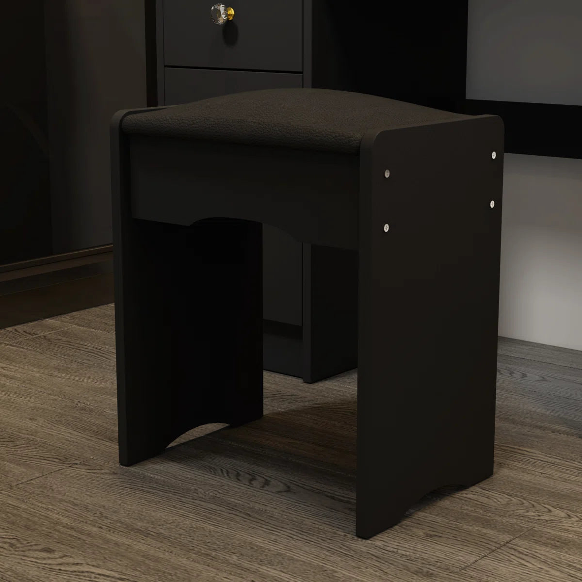 LED Lighted Makeup Vanity with Touch Screen Mirror & 5 Drawers – Modern Wooden Dressing Table with Stool