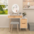 Makeup Vanity Desk with 3-Mode LED Mirror, 4 Drawers, Cushioned Stool, and Adjustable Storage Cabinet