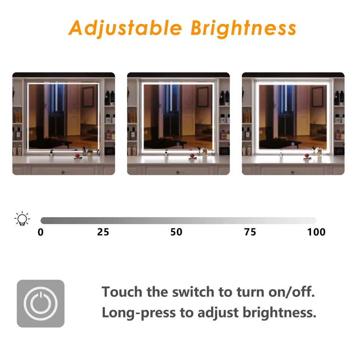 Large 47’’ Vanity Desk with LED Lighted Adjustable Mirror and 9 Storage Drawers