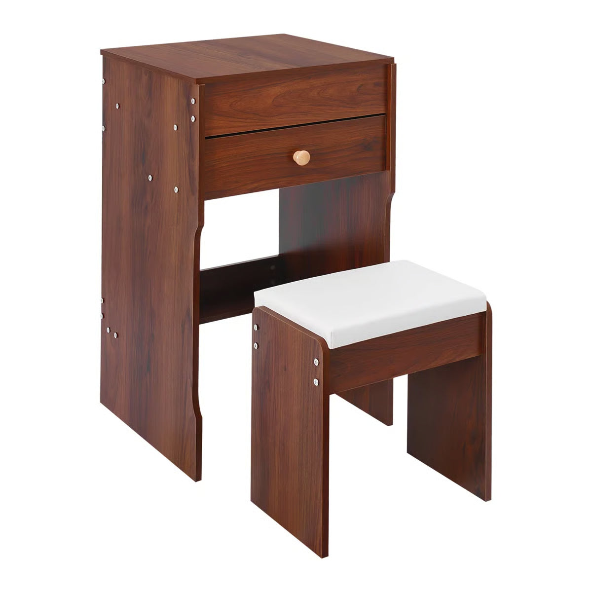Compact Vanity Table with Mirror and Comfortable Seating