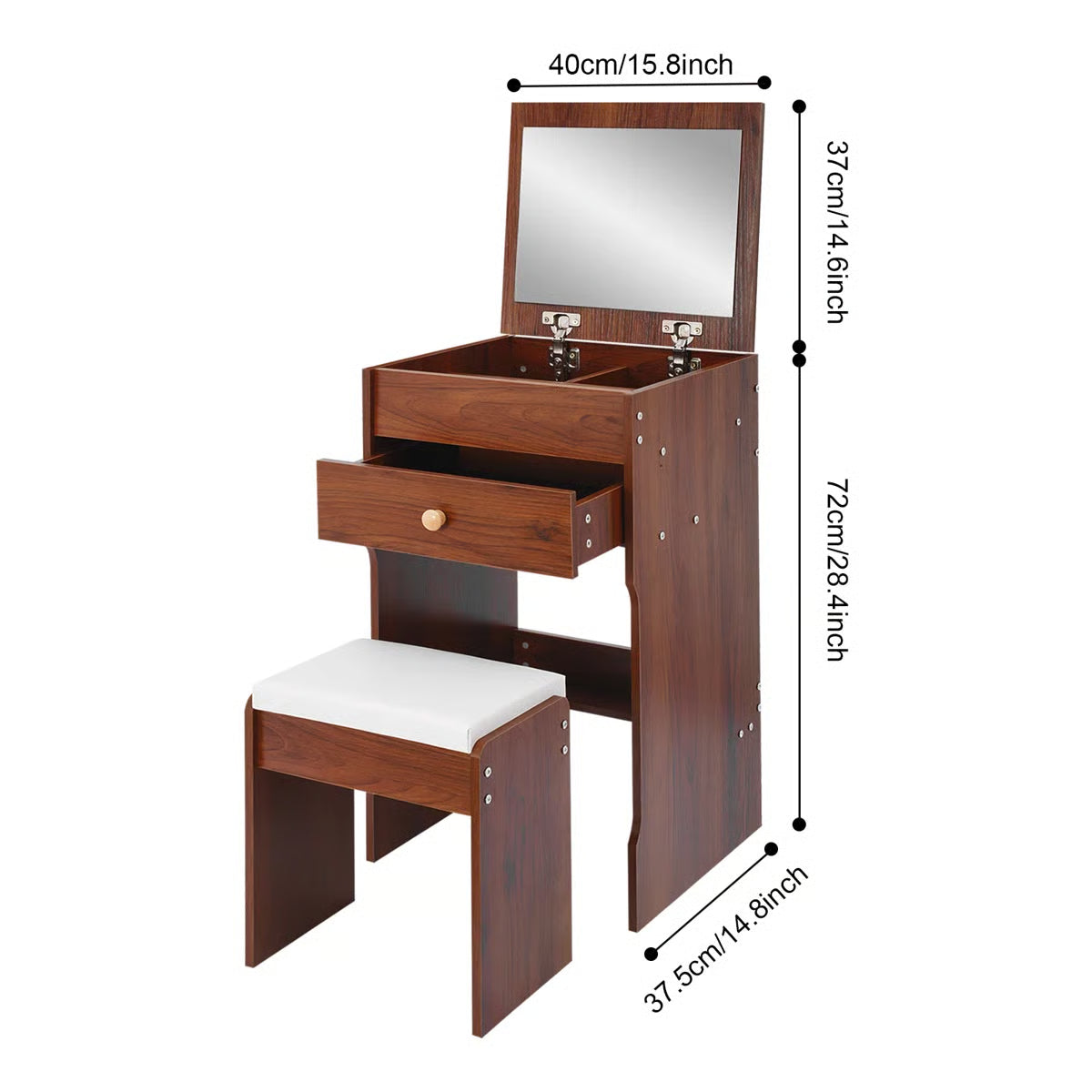 Compact Vanity Table with Mirror and Comfortable Seating