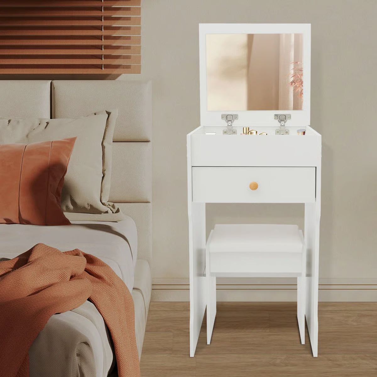 Compact Vanity Table with Mirror and Comfortable Seating
- OUCH CART | Dressing table